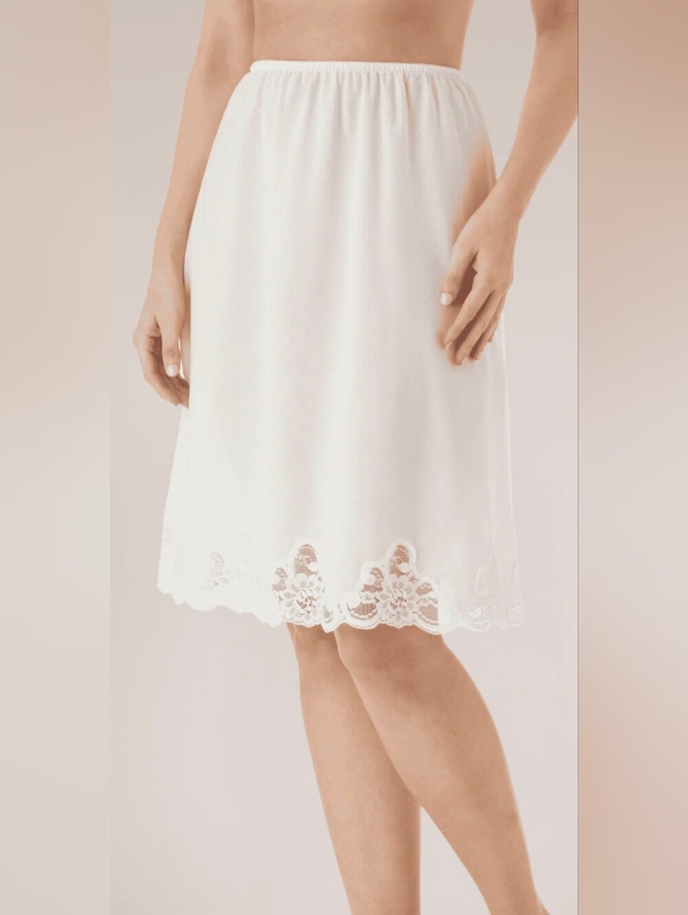 Velrose 4537 100% Cotton Lace Trim Half Slip Skirt White Ballet Coquette Mini M